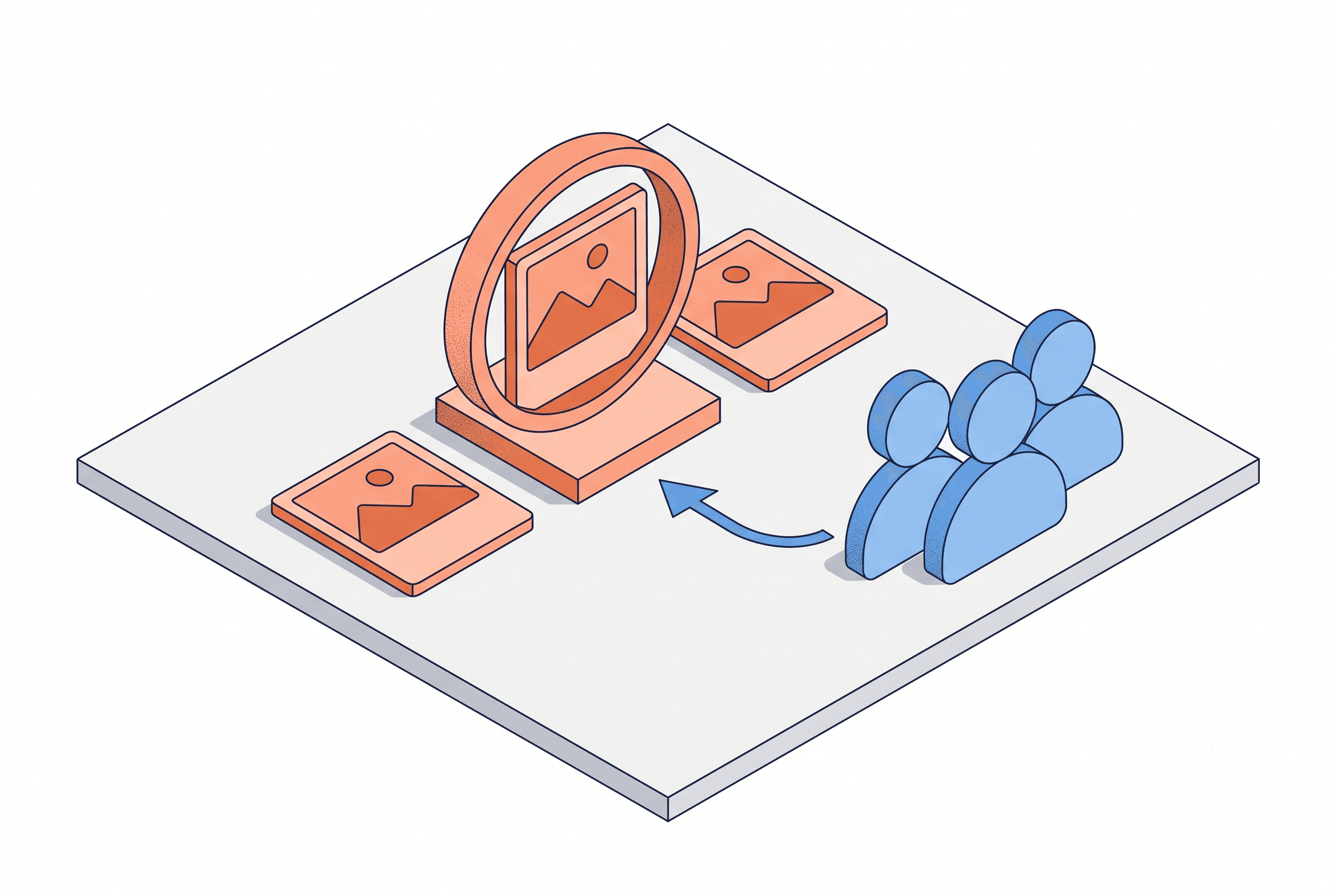 Isometric line-and-stipple illustration representing a Gumroad listing conversion diagnostic for agencies