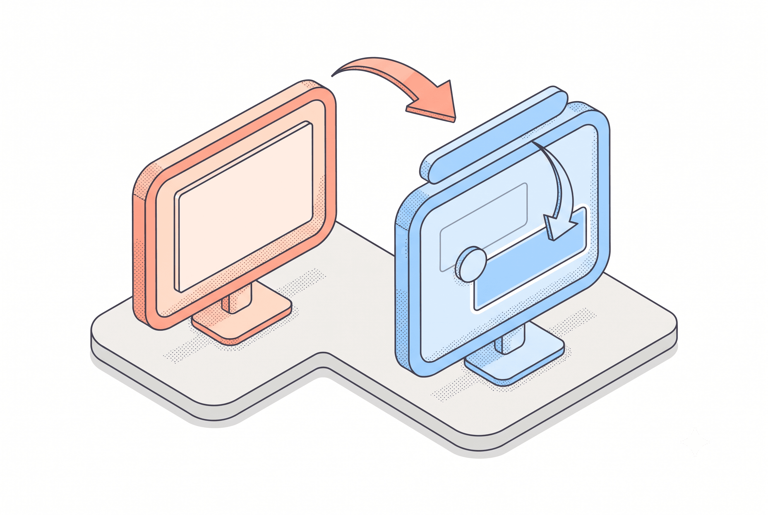 Isometric line-and-stipple illustration introducing List Pro, an AI feature card and cover image generator for marketplace listings