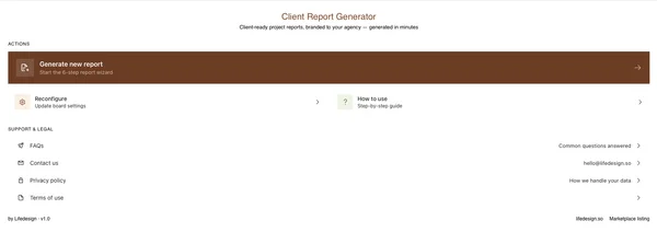 Client Report Generator — raw screenshot 1
